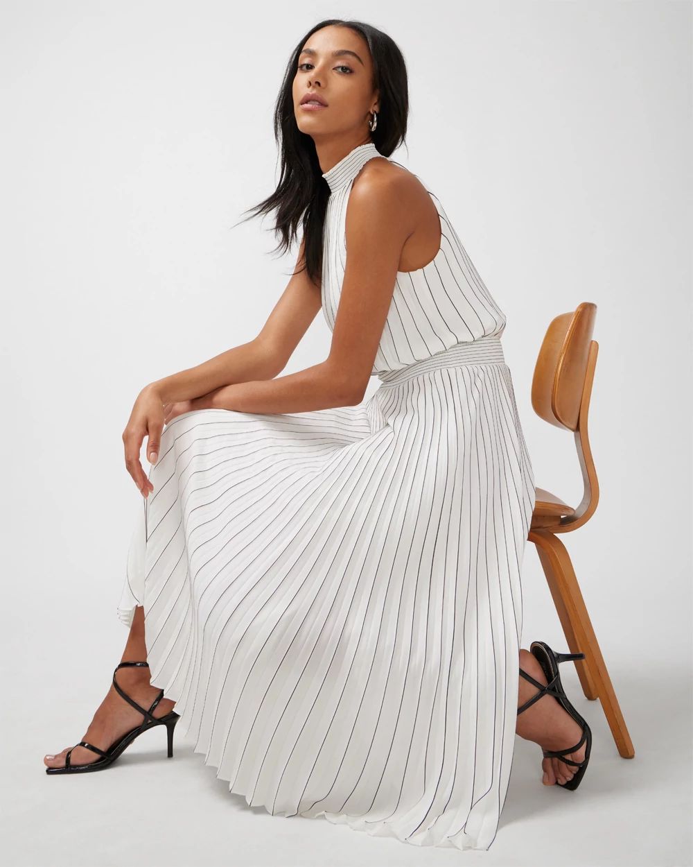 Pleated Midi Halter Dress
