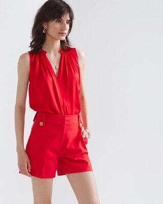 Sleeveless Ruched V-Neck Shell Top