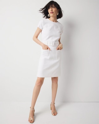 Petite Belted Ponte Shirt Dress
