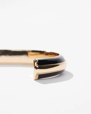 Black Enamel Gold Cuff Bracelet