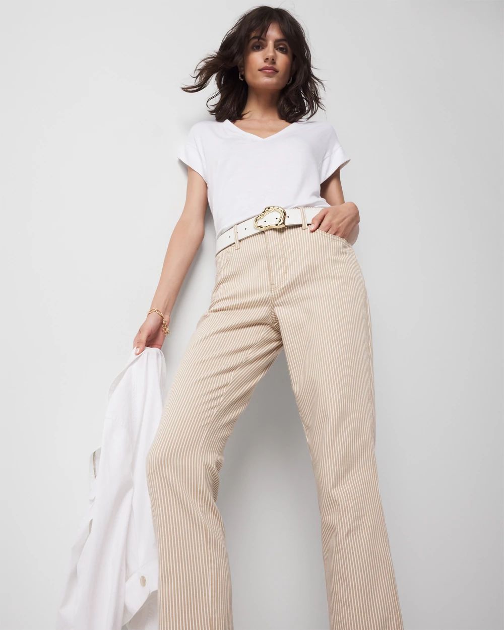 High-Rise Striped Straight Jean
