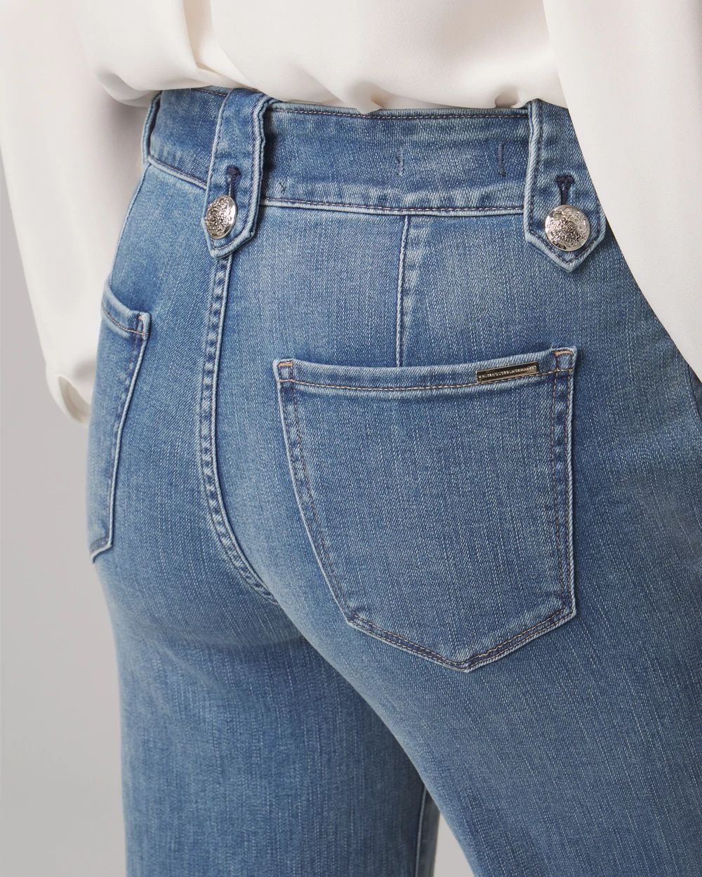 High Rise Every Day Soft Novelty Button Wide Leg Jean