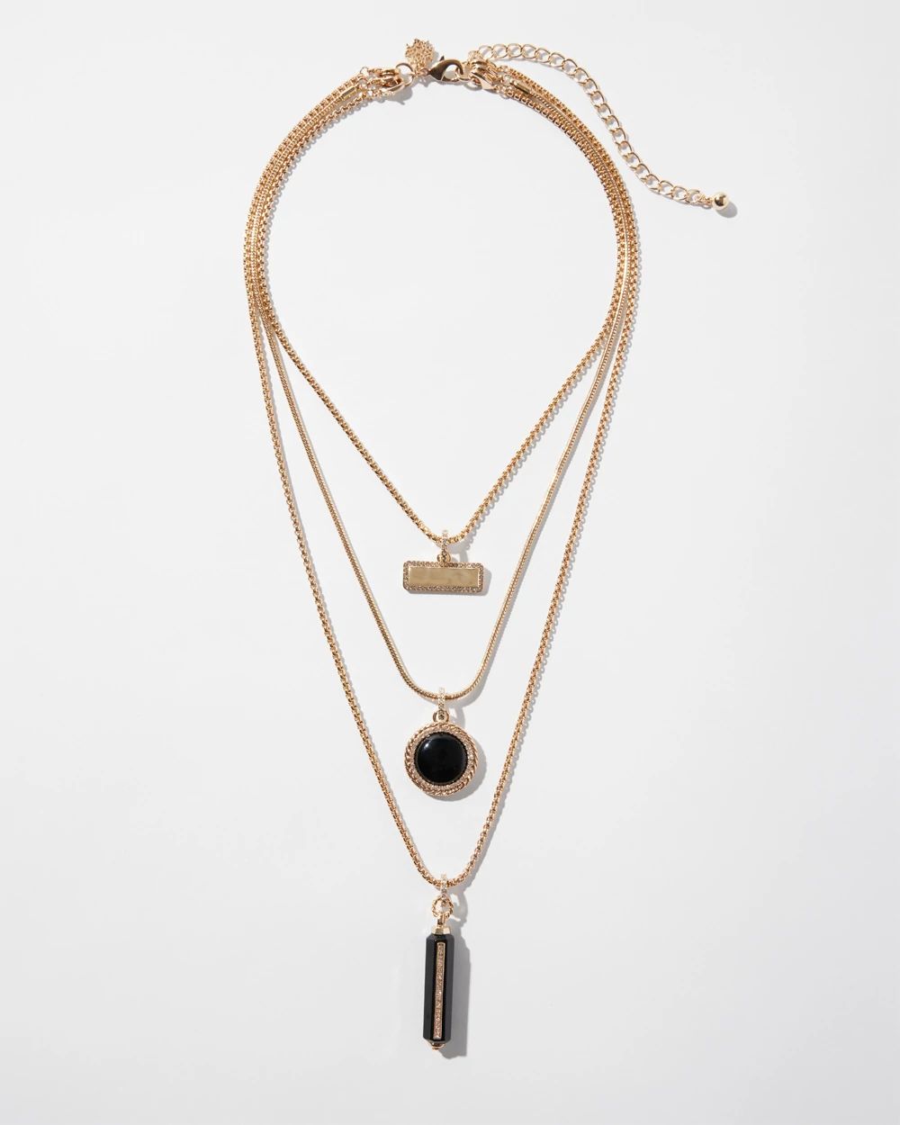 Multi Black Glass Pendant Necklace