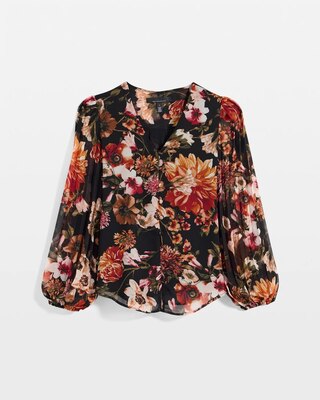 Petite Pleat Sleeve Chiffon Blouse click to view larger image.