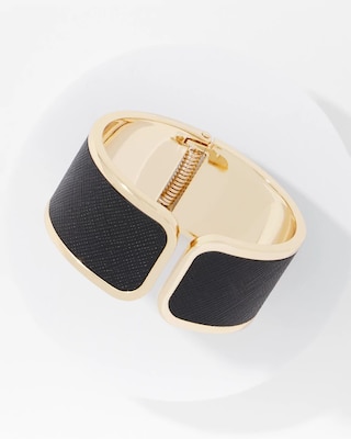 Black Textured Leather Cuff click to view larger image.