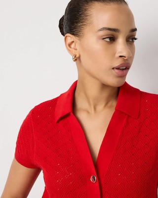 Textured Stitch Collared Cardigan click to view larger image.