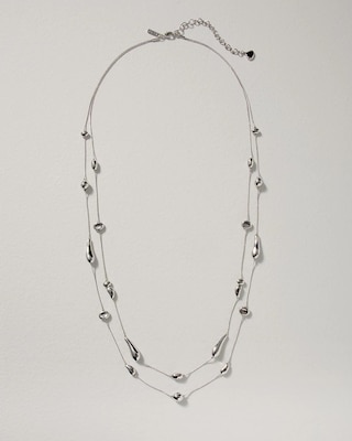 Silvertone Teardrop Double Strand Necklace click to view larger image.