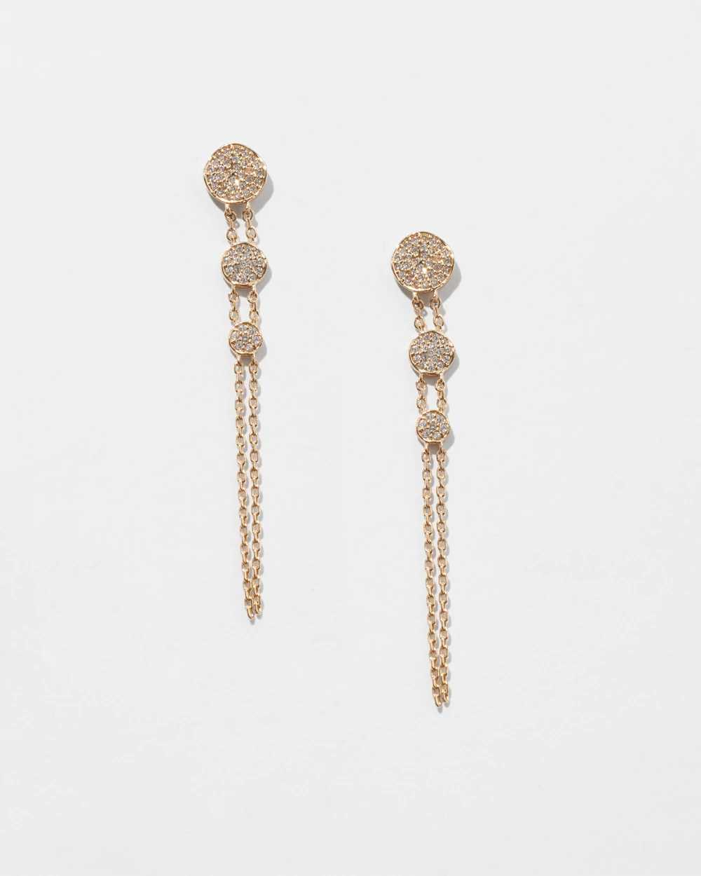Gold Pave Linear Chain Earrings