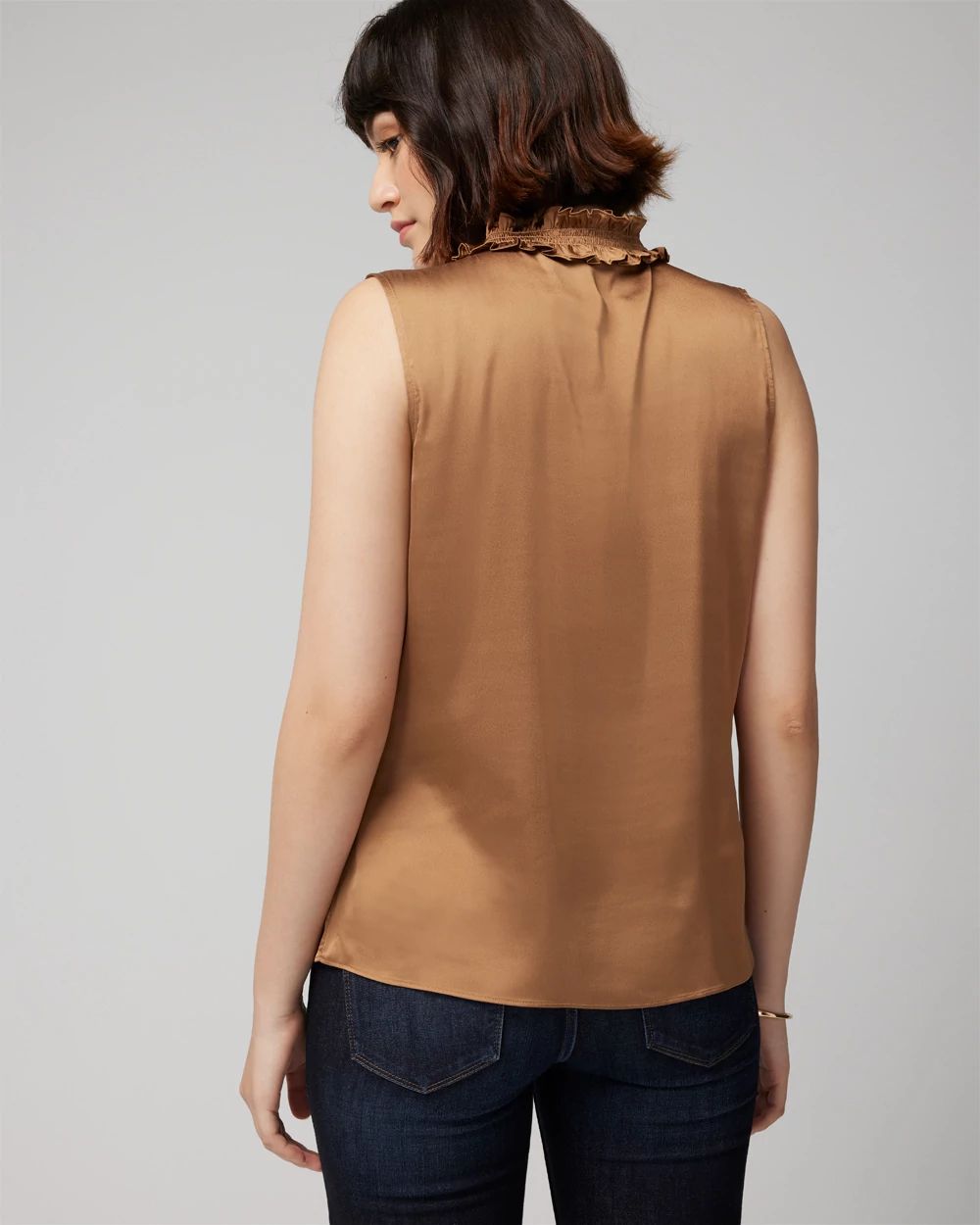 Satin Ruched Neck Shell