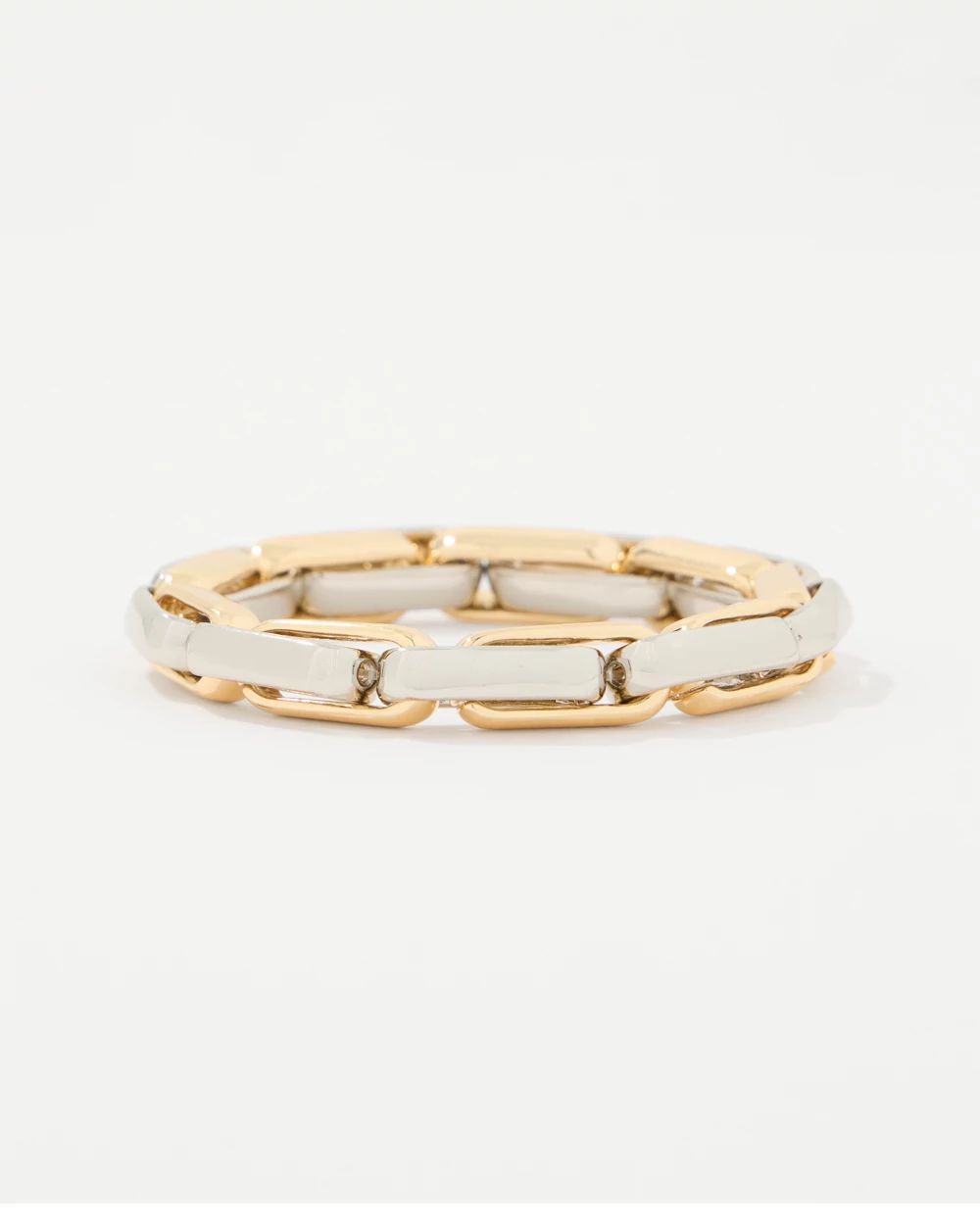 Mixed Metal Links Stretch Bracelet click to view larger image.