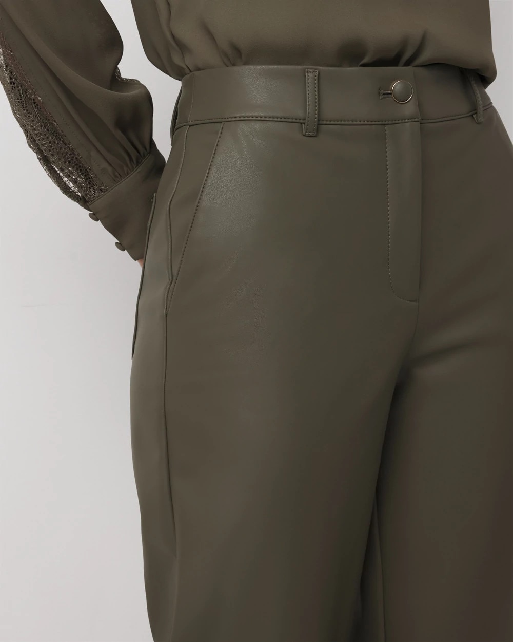 Petite Faux Leather Wide Leg Crop