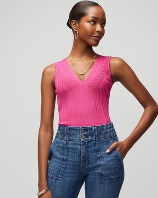 Rib Sculpted V-Neck Tank