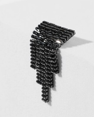 Hematite Jet Short Fringe Earrings