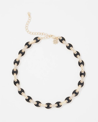 Black Mariner Links & Pavé Necklace click to view larger image.
