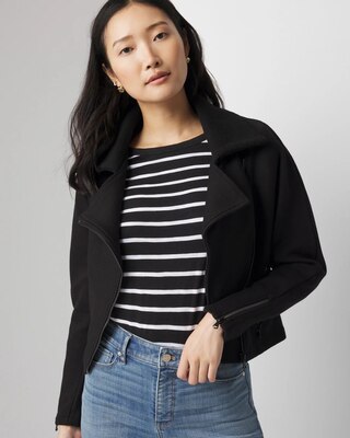 Asymmetrical Zipper Moto  Sweater Jacket