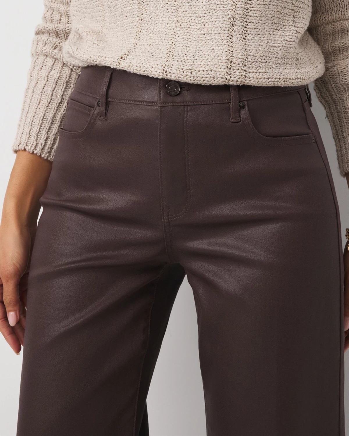 White House Black Market Coated Denim High-rise Wide Leg Jeans In Multi