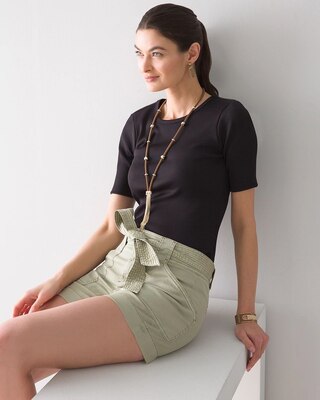 High-Rise Belted Pret Utility 5-Inch Shorts