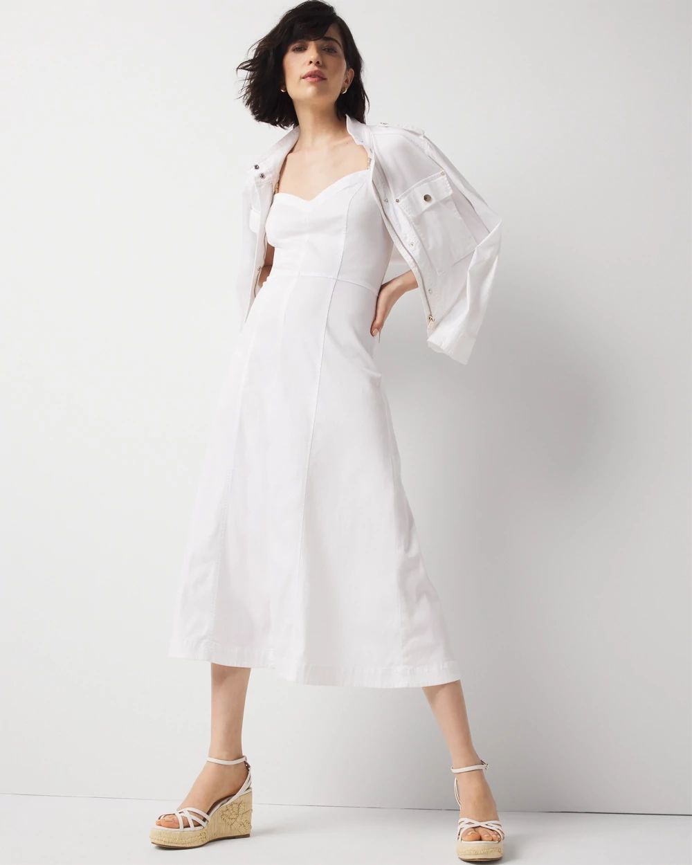 Bead Detail Poplin Midi Dress