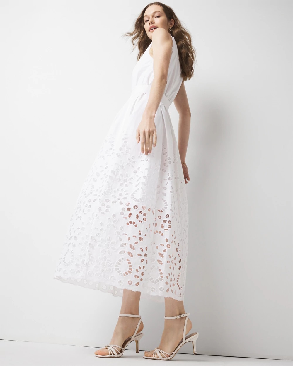 Petite Eyelet Hem Midi Dress