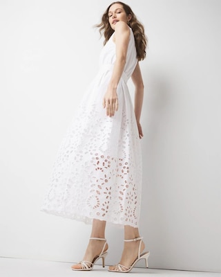 Petite Eyelet Hem Midi Dress click to view larger image.