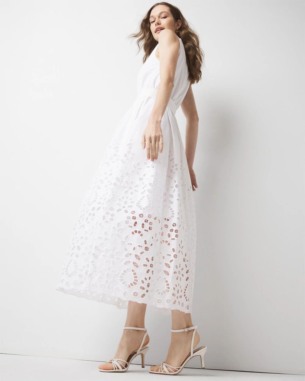 Eyelet Hem Midi Dress