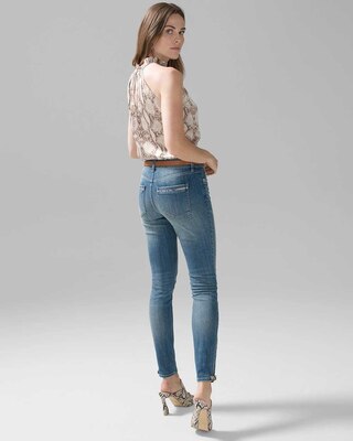 Mid-Rise Everyday Soft Denim™ Python Trim Skinny Jeans click to view larger image.