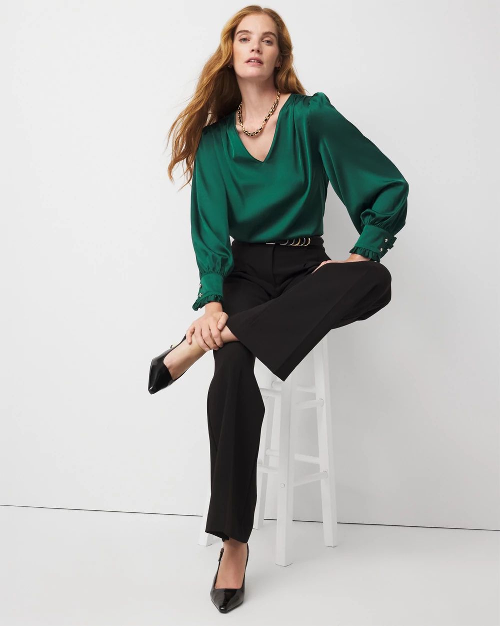 Satin Drama Sleeve Blouse click to view larger image.