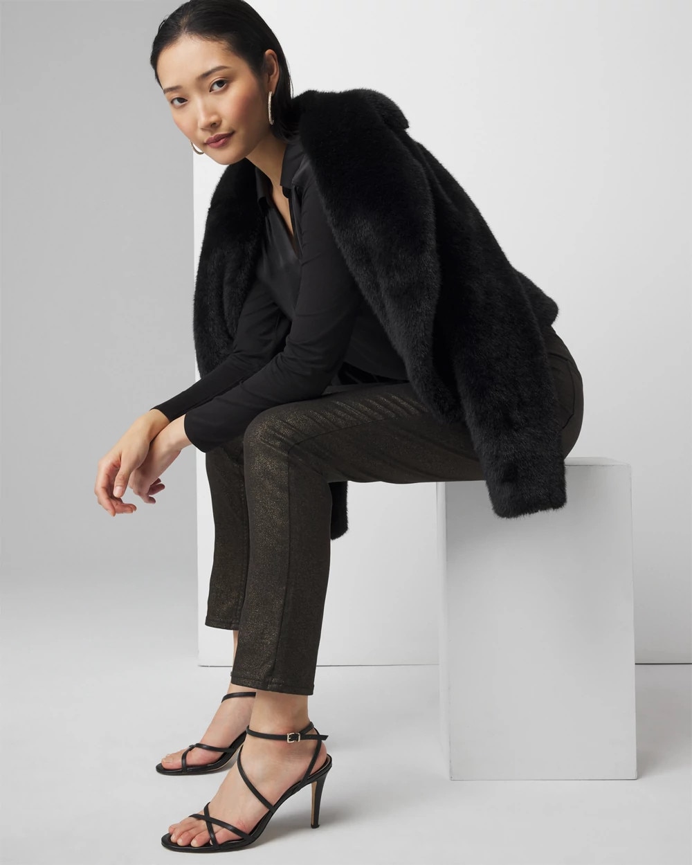 High-Rise Foiled Slim Jeans