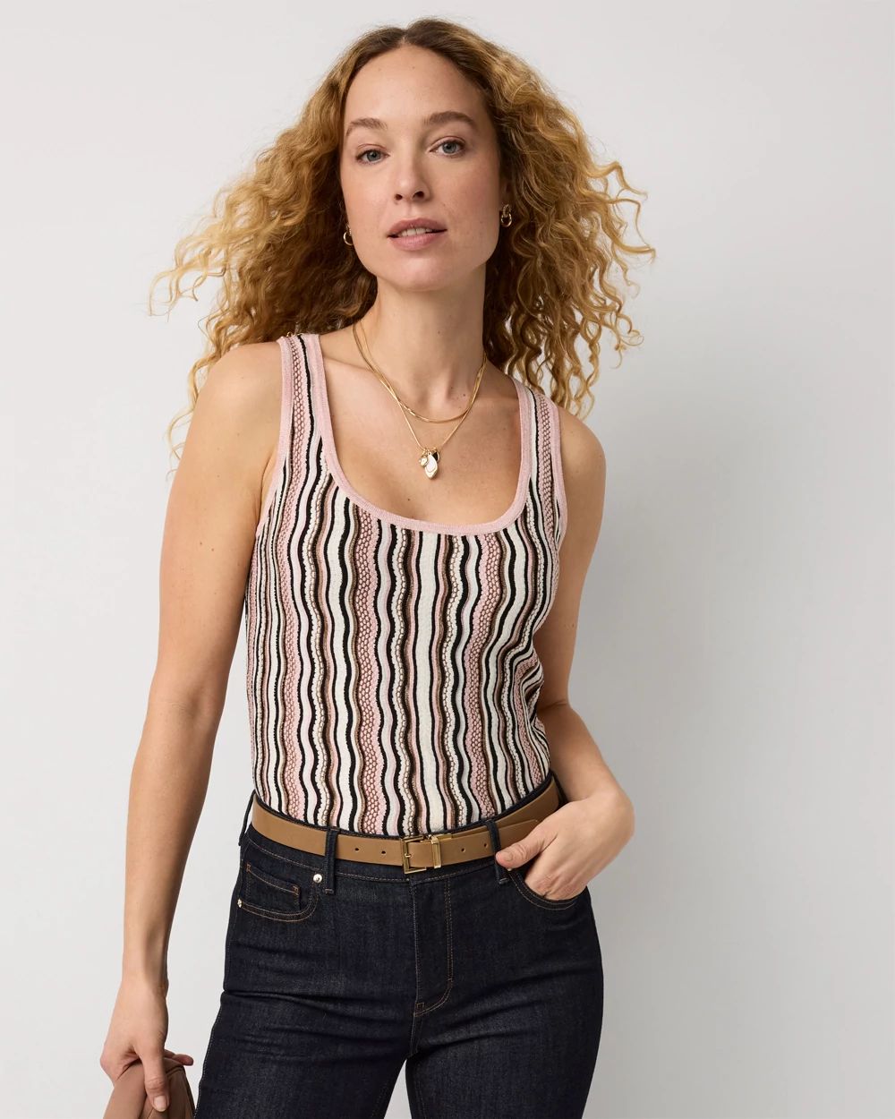 Metallic Stitch Sweater Tank