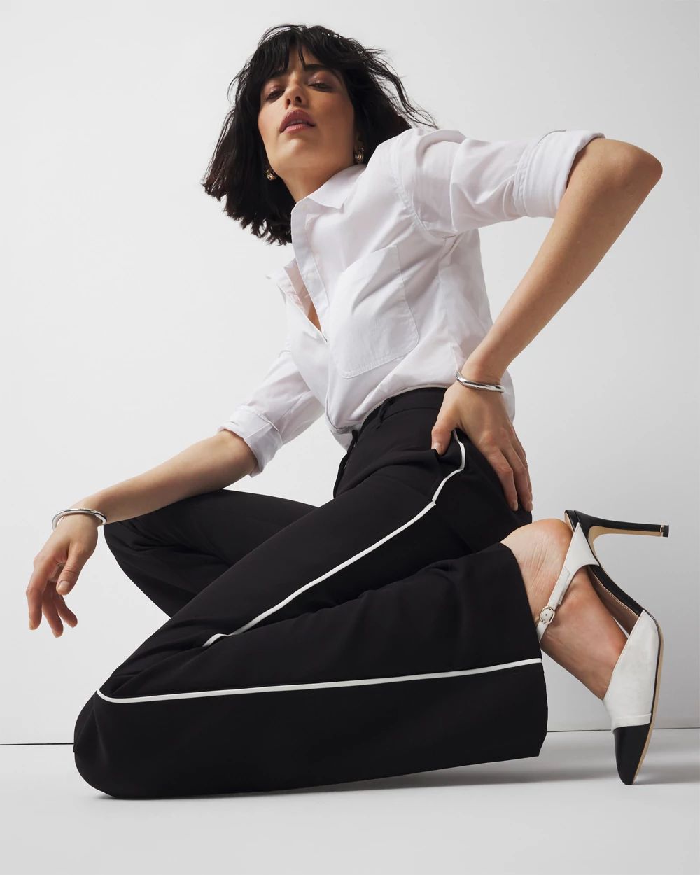 High-Rise Relaxed Trouser with Piping click to view larger image.