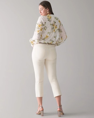 Curvy-Fit High-Rise Natural Boot Cut Cropped Jeans