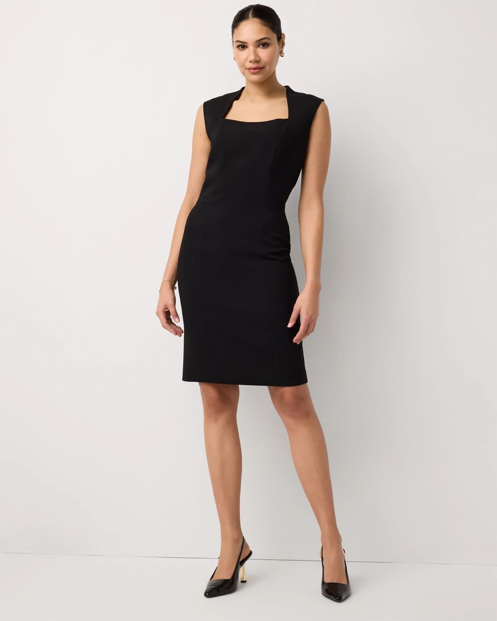 Petite Square Neck Sheath Dress