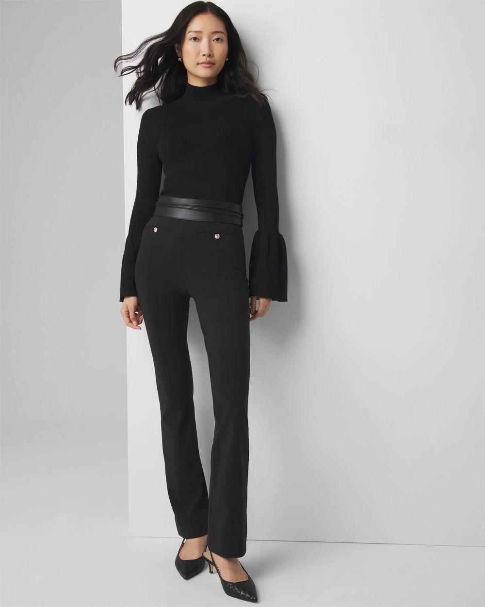 Petite High-Rise Scuba Bootcut Pants