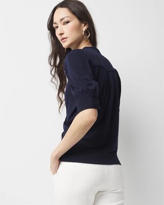 Ruched-Sleeve Surplice Top click to view larger image.