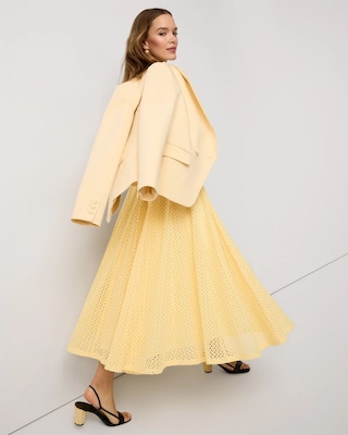 Mock Neck Knit Lace Midi Dress click to view larger image.