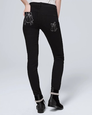 35th Anniversary Embroidered Mid-Rise Skinny Jeans click to view larger image.