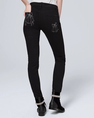35th Anniversary Embroidered Mid-Rise Skinny Jeans