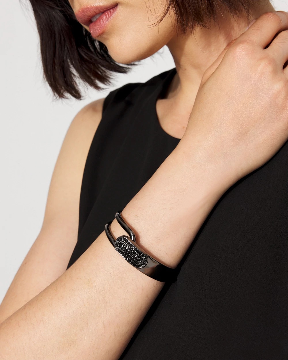 Hematite + Pavé Hinge Bracelet