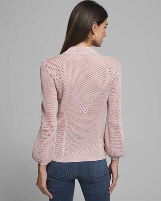 Outlet WHBM Mock Neck Pointelle Pullover click to view larger image.