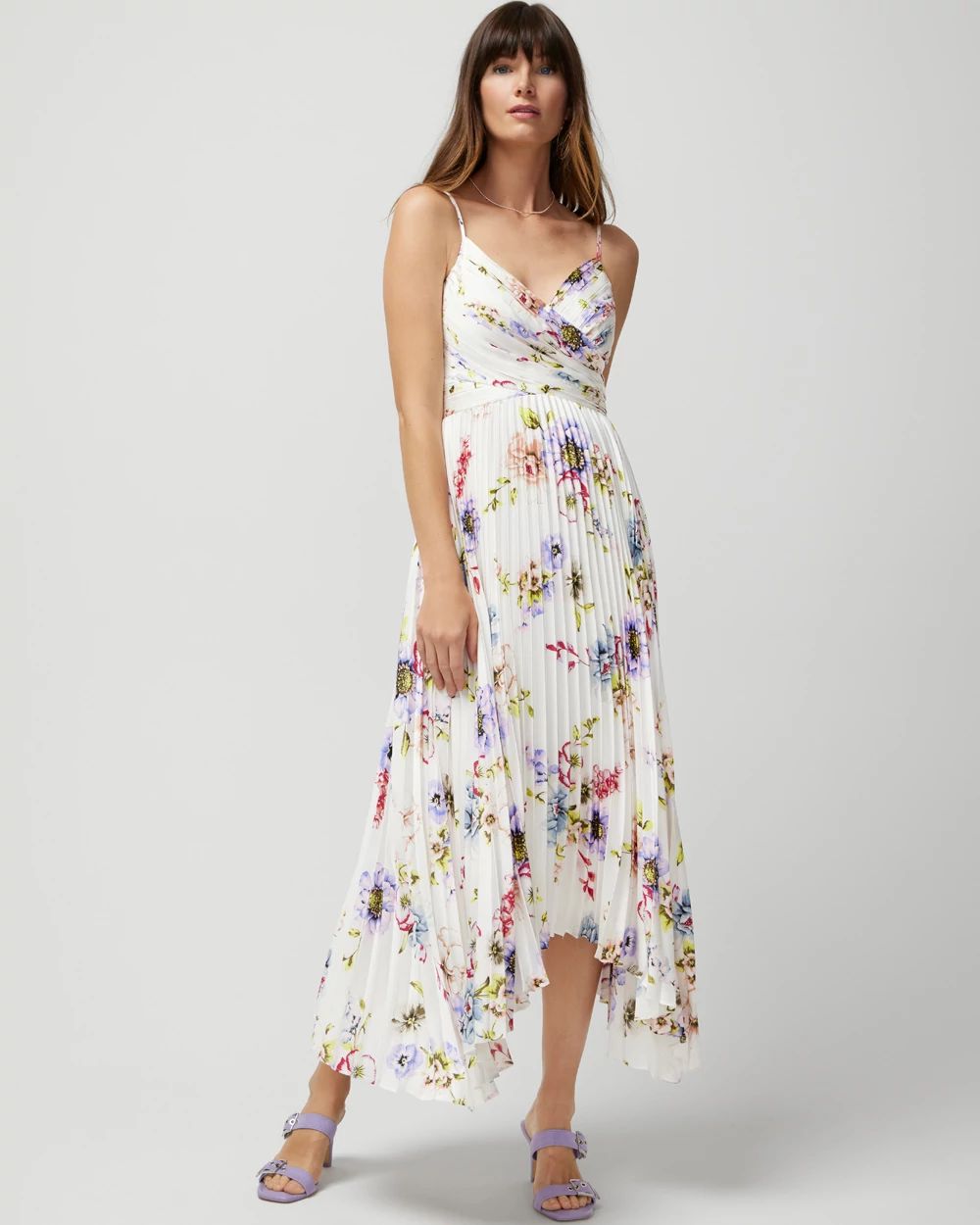 Satin Pleated Midi Dress