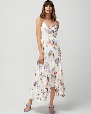 Satin Pleated Midi Dress