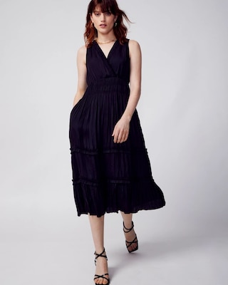 Satin Surplice Midi Dress