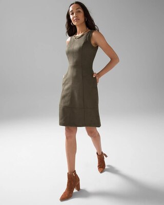 Sleeveless Vegan Suede Fit & Flare Dress