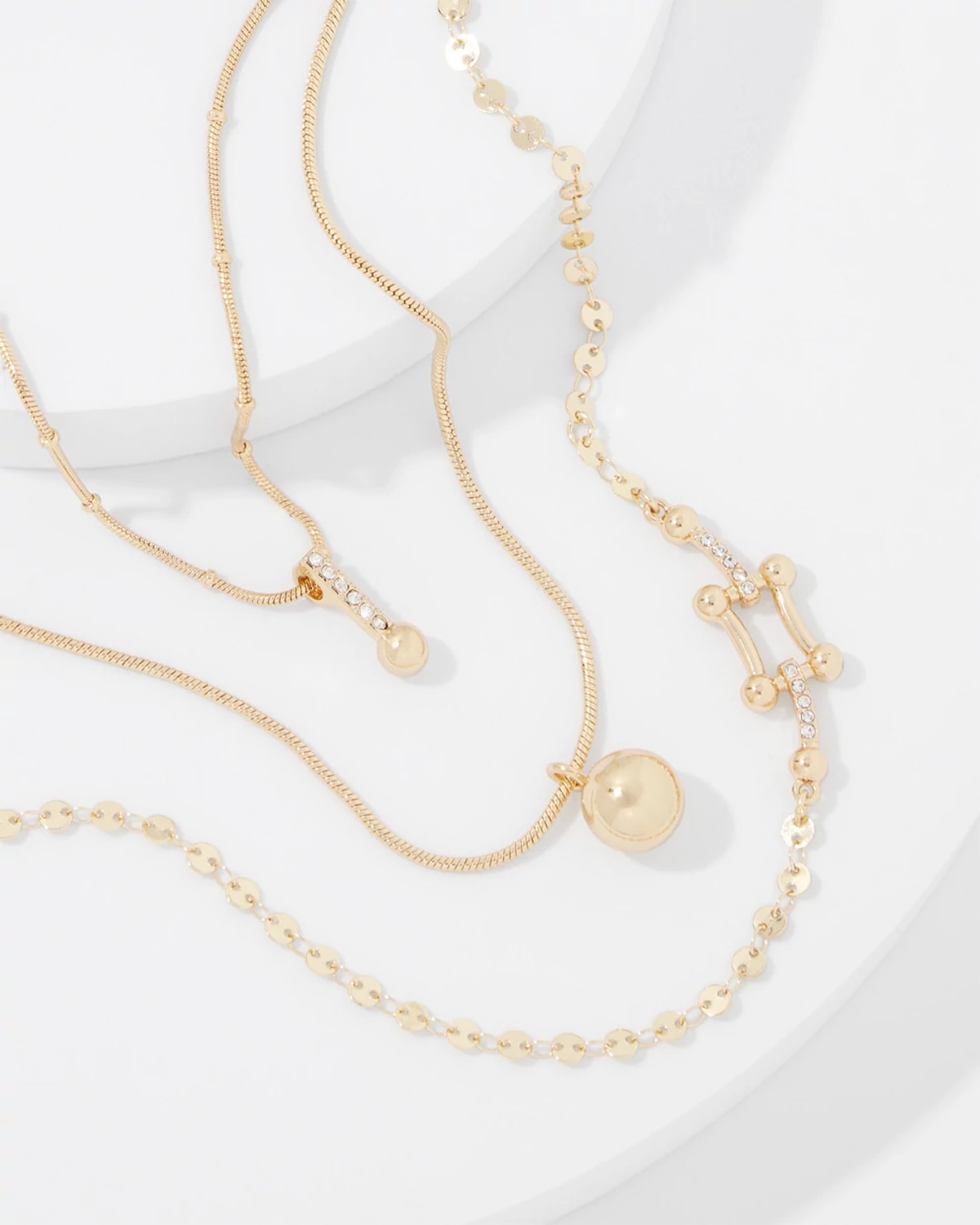 White House Black Market Ball Chain + Pave Convertible Necklace |  In Gold