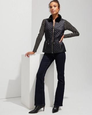 Outlet WHBM Quilted Vest With Fur
