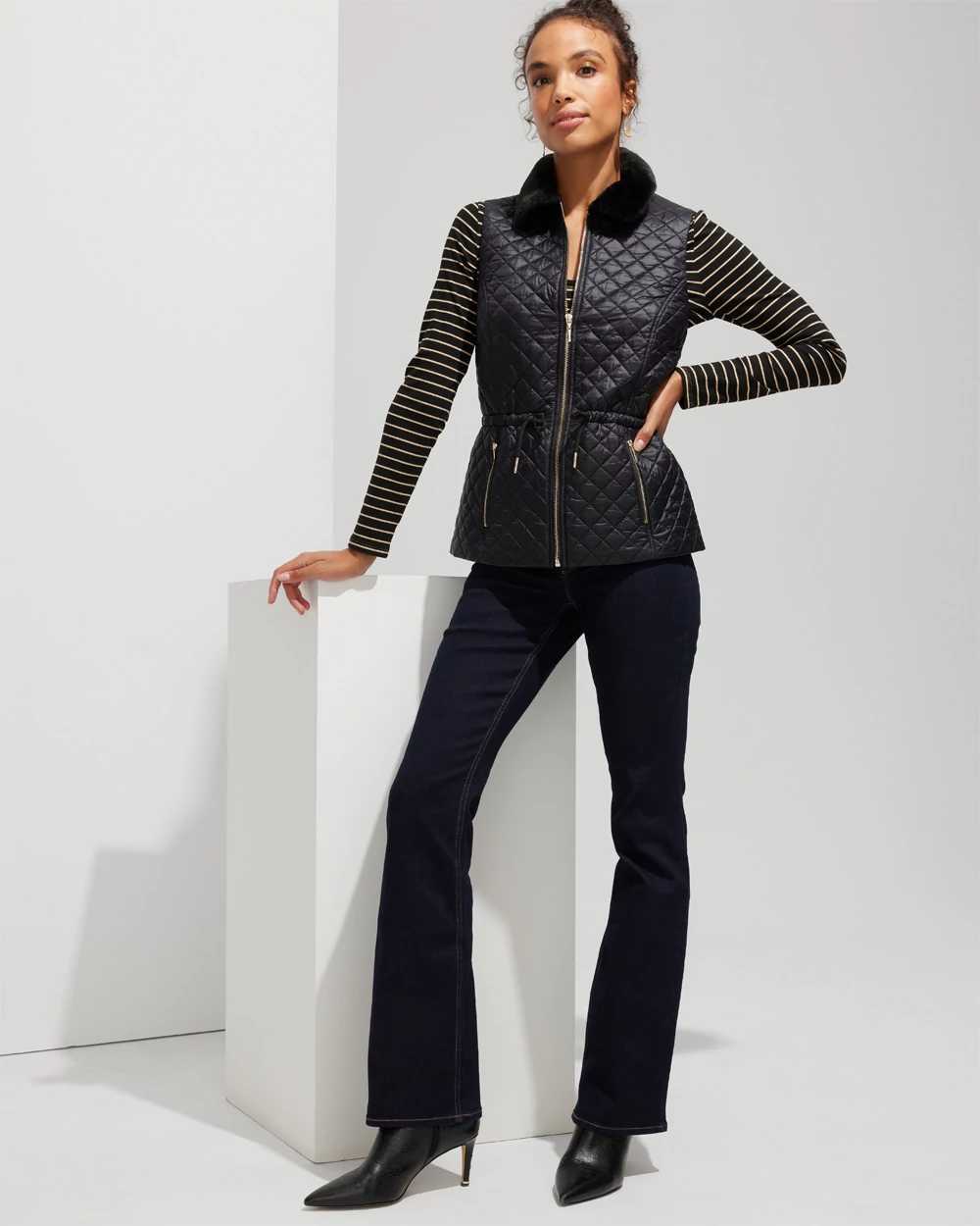 Outlet WHBM Quilted Vest With Fur click to view larger image.