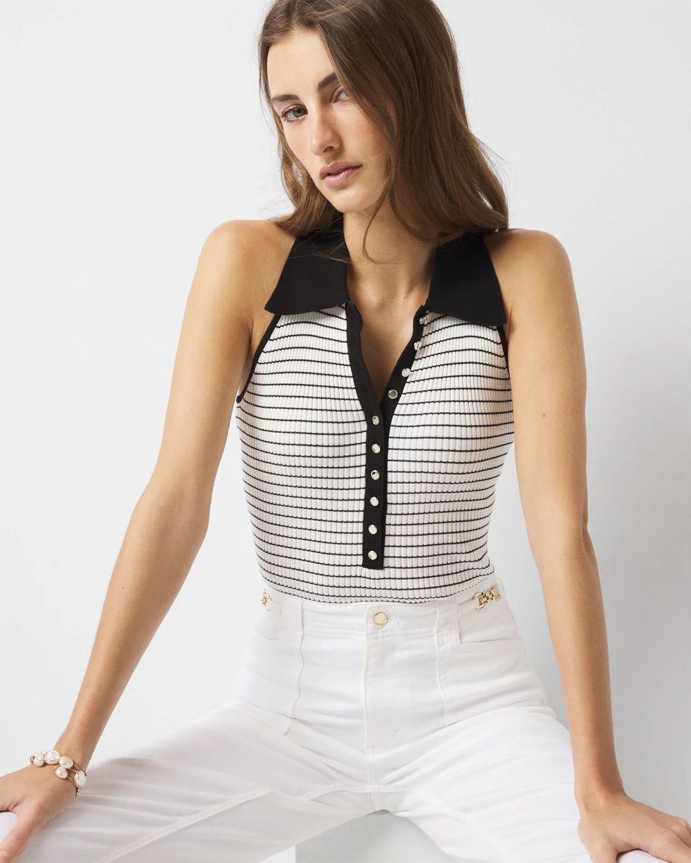 Petite Henley Sweater Tank Top
