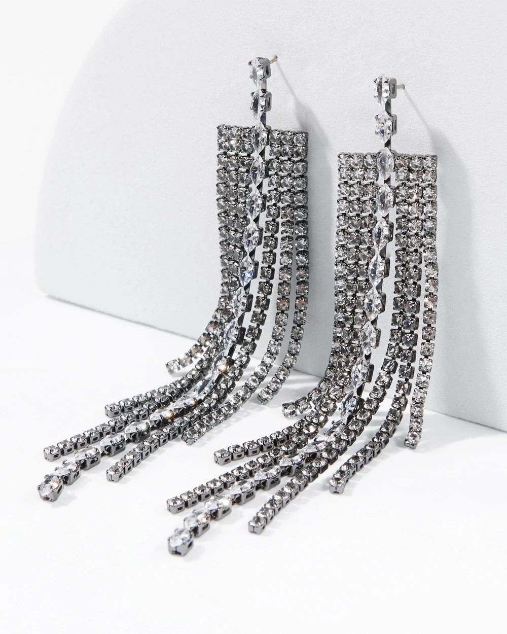 Hematite Fringe Crystal Statement Earring click to view larger image.