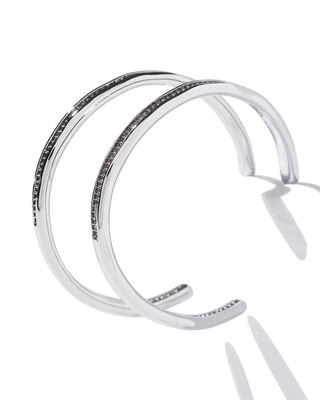 Silver Encrusted Hoop Earrings
