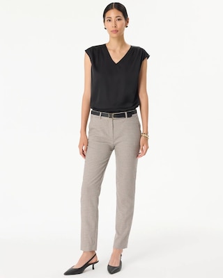 Houndstooth High-Rise Elle Slim Ankle Pant